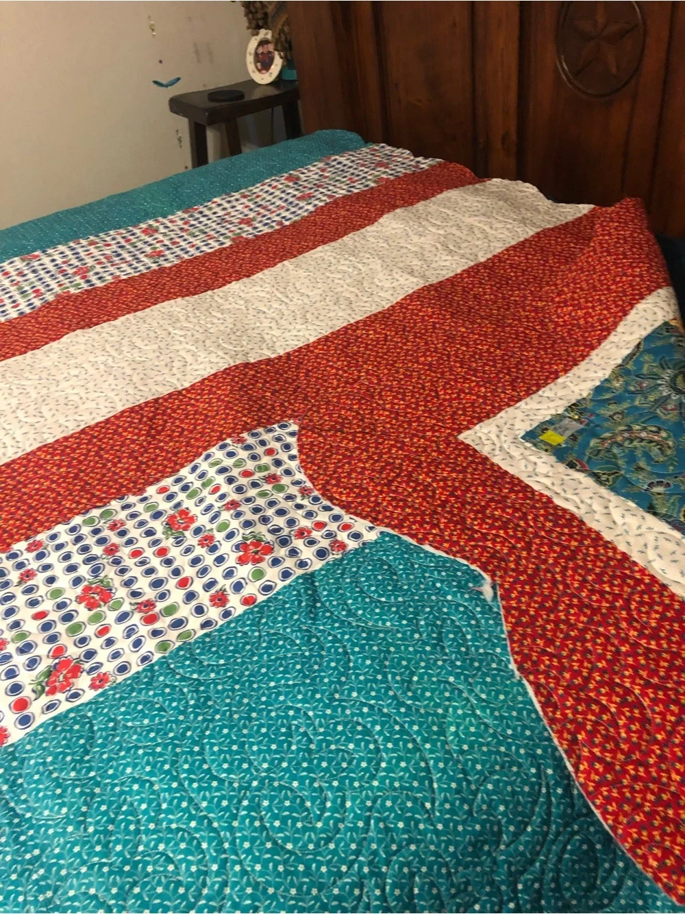 HAND PIECED  - ONE OF A KIND  Multicolor Patchwork Quilt